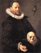 HALS, Frans Portrait of a Man Holding a Skull s France oil painting artist